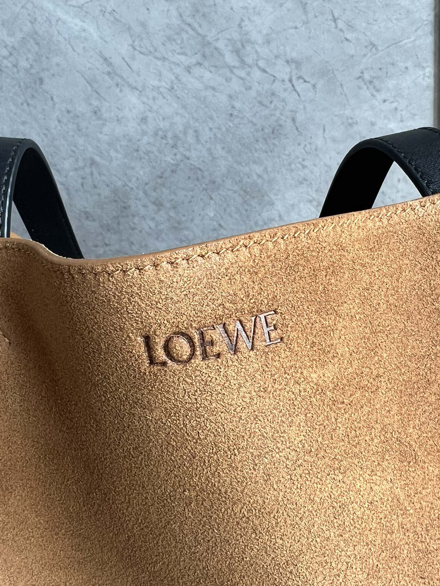 Loewe XL Puzzle Fold Tote in Suede Calfskin Brown